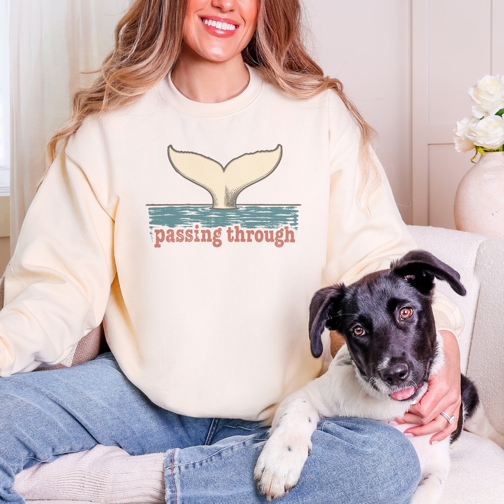 Passing Through Whale Tail Rising Over the Sea Sweatshirt